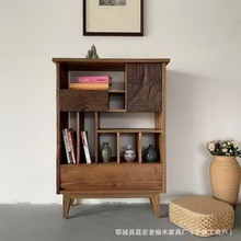 侘寂风实木餐边柜老榆木复古做旧多宝阁收纳架民宿装饰柜置物柜