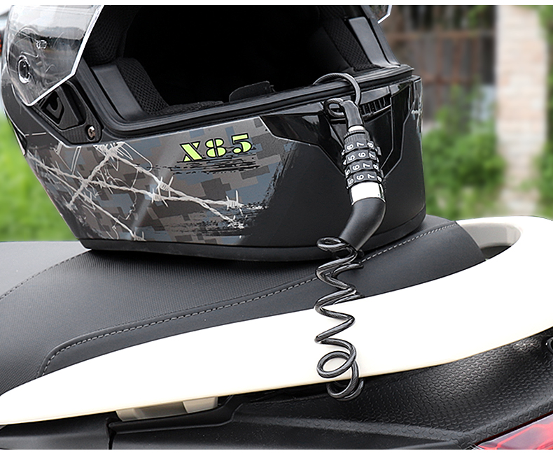 Suitable for Motorcycle Helmet Lock, 4-Digit Password Steel Wire Lock, Alloy Steel, Electric Vehicle Bicycle Helmet Anti-Theft Steel