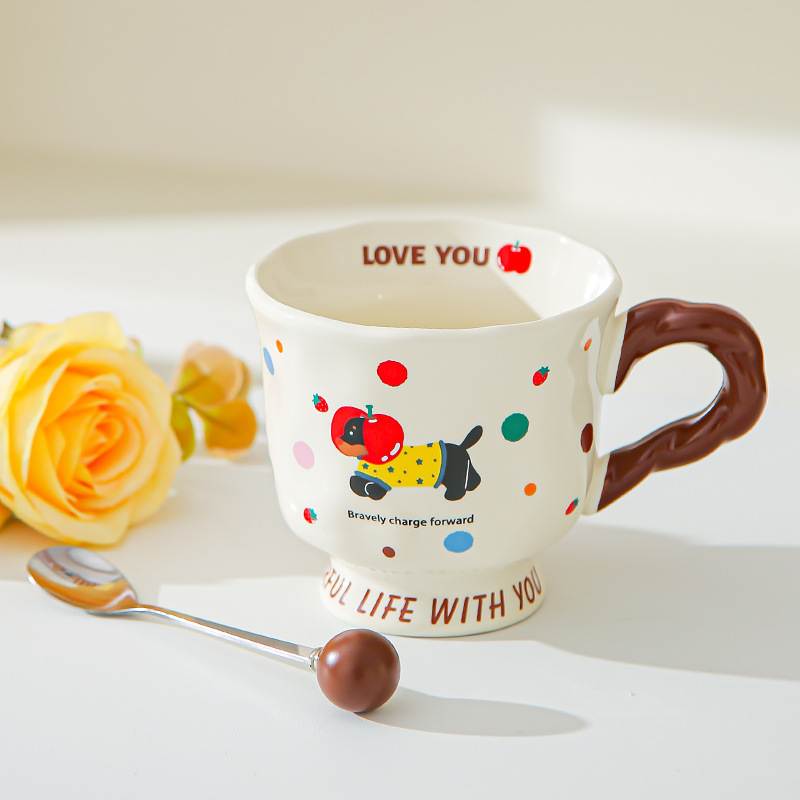 Creativo lindo salchicha cerámica taza taza de pareja taza de agua taza de café casera regalo de cumpleaños para amigos