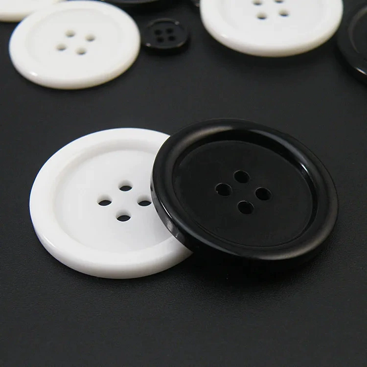 Тонкие четырехшпильчатые пуговицы из белой и черной смолы с широким ободком, тонкие четырехшпильчатые пуговицы, детские пуговицы, маленькие пуговицы с закругленными краями