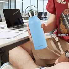 美式大口大容量运动水壶带养生石盖真空保温杯户外便携旅行登山壶