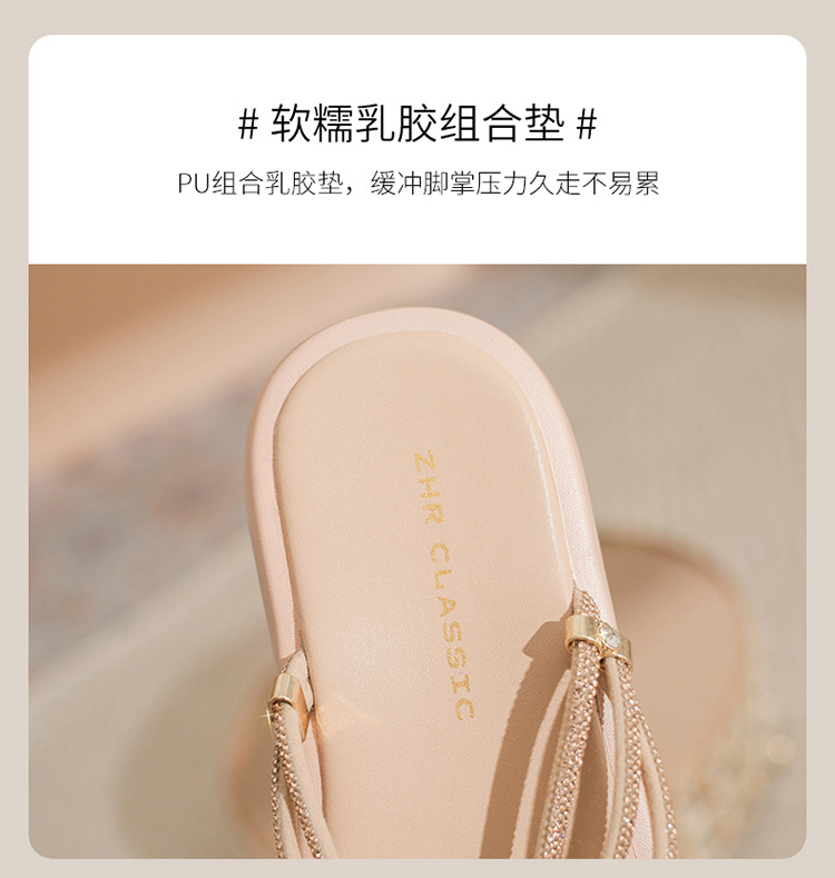 Sandal đính đá nữ đế thấp lấp lánh phong cách Tây, dễ phối đồ — BK110 màu bạc chi tiết 10