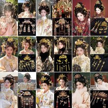 明制秀禾服冠新娘婚嫁奢华京城贵女烧蓝发冠汉服凤冠头饰中式婚礼