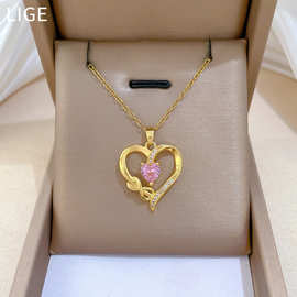 【钛钢】 爱心蝴蝶结轻奢气质华丽满钻项链女百搭锁骨链钛钢链