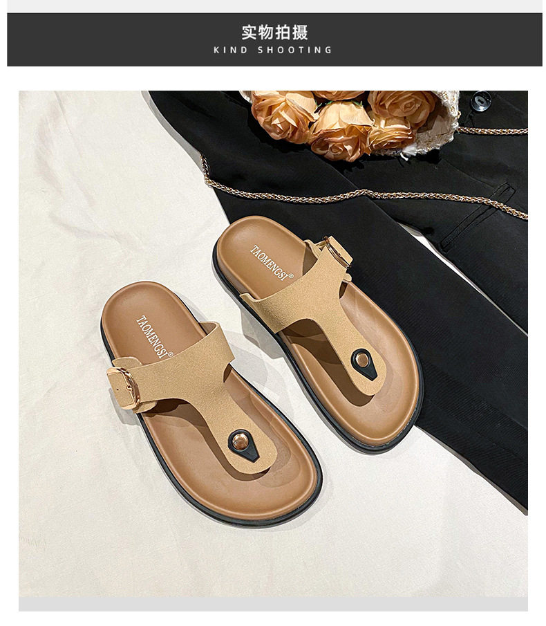 Dép sandal nữ quai ngang da bò thật đế dày phong cách Hàn Quốc — Màu Kaki mặt nhung, Màu đen mặt nhung, Trắng sữa vân vải chi tiết 23