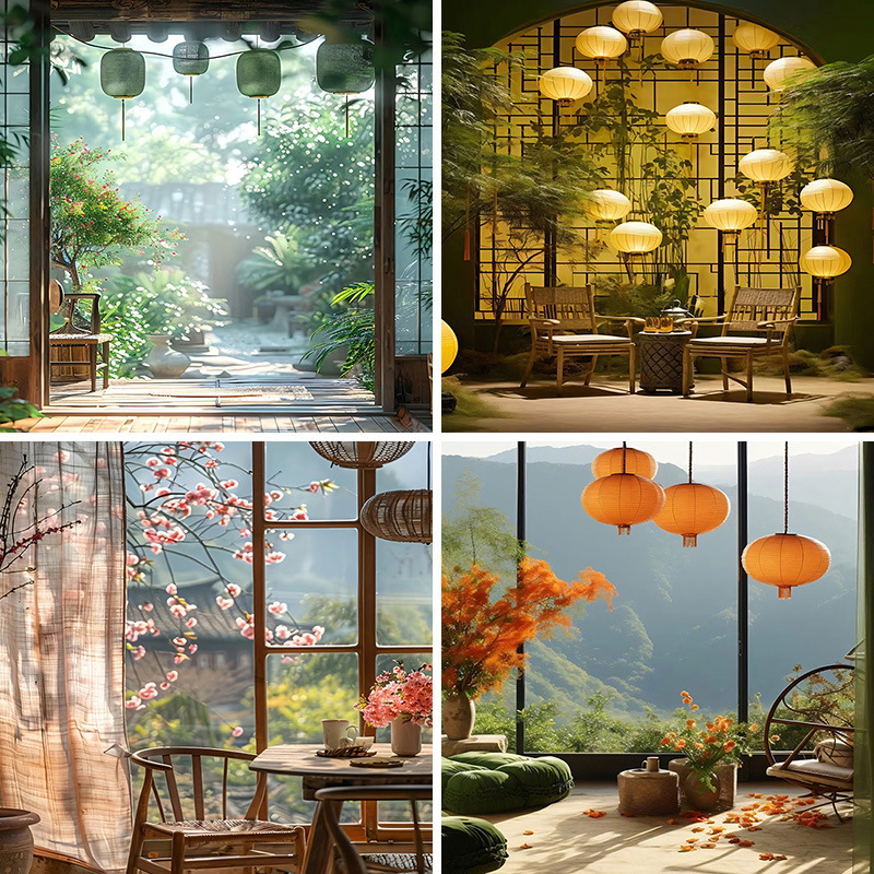 Paño de fondo de transmisión en vivo Nuevo estilo chino sala de transmisión en vivo pared de fondo diseño de escena tridimensional 3d accesorios de fotografía sentido avanzado
