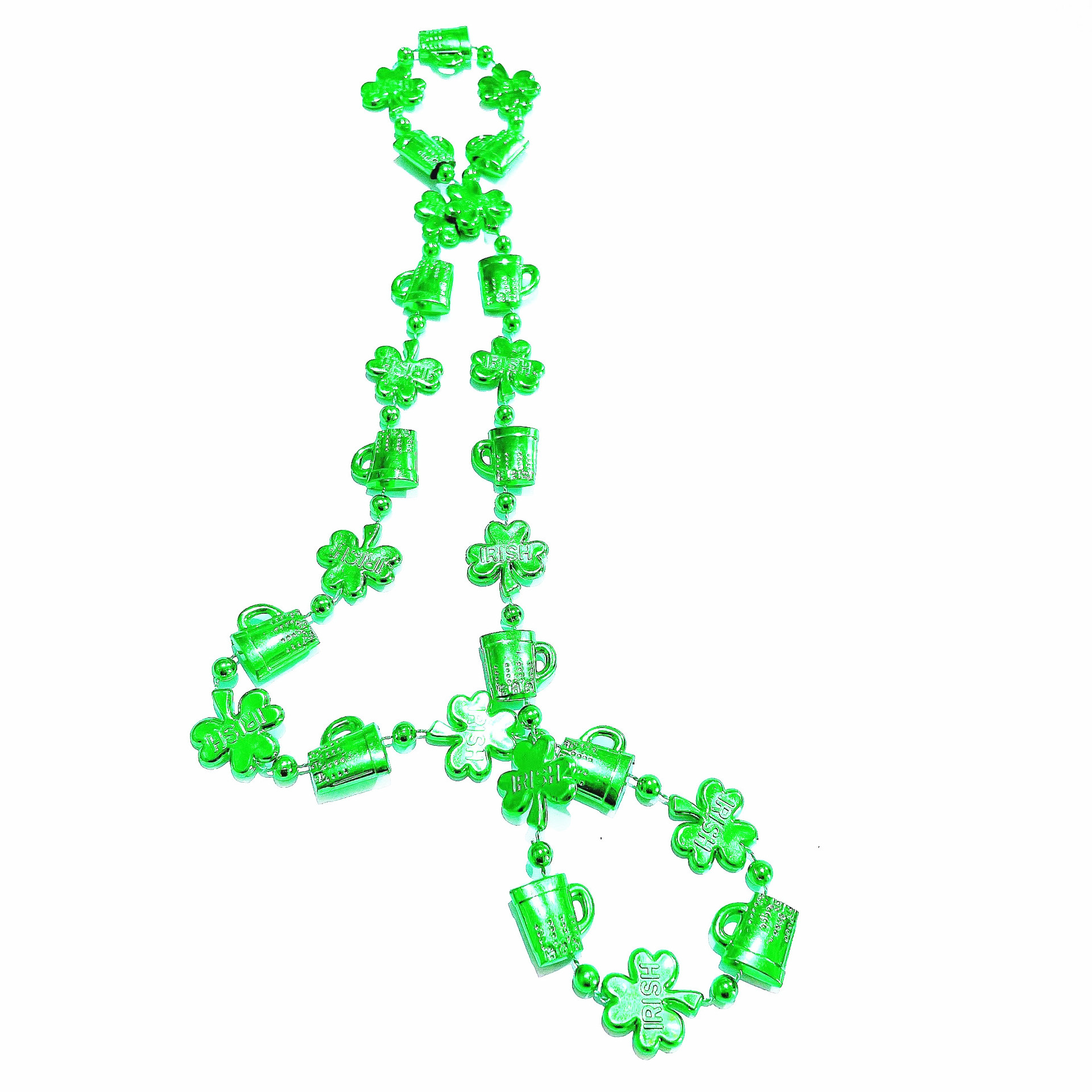 Collar de San Patricio Collar de día de Irlanda Cadena de cuentas de trébol Festival Carnaval Fiesta Cadena de cuentas Exclusivo transfronterizo