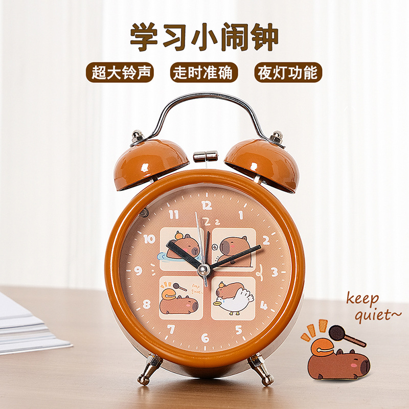 Capibara dibujos animados reloj de cama dormitorio lámpara de noche pequeña alarma digital adorable niño despertar artefacto mágico