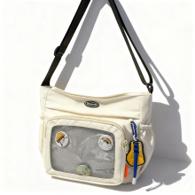 学生党大容量书包百搭简约单肩斜挎包透明吧唧可爱基础款娃包痛包