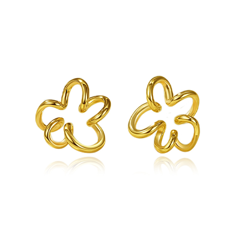 Pendientes de flores de plata esterlina S925, uñas de hueso de oreja de estilo minimalista femenino, pendientes de flores simples de alta calidad, plata esterlina al por mayor