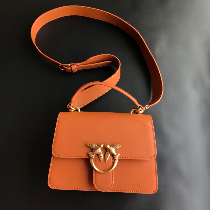 2023 New Pinko Same Style High Version Genuine Leather Accordion Satchel Bird Swallow Bag Single Shoulder Crossbody Women's Bag 2023 New Pinko Same Style High Version Genuine Leather Accordion Satchel Bird Swallow Bag Single Shoulder Crossbody Women's Bag