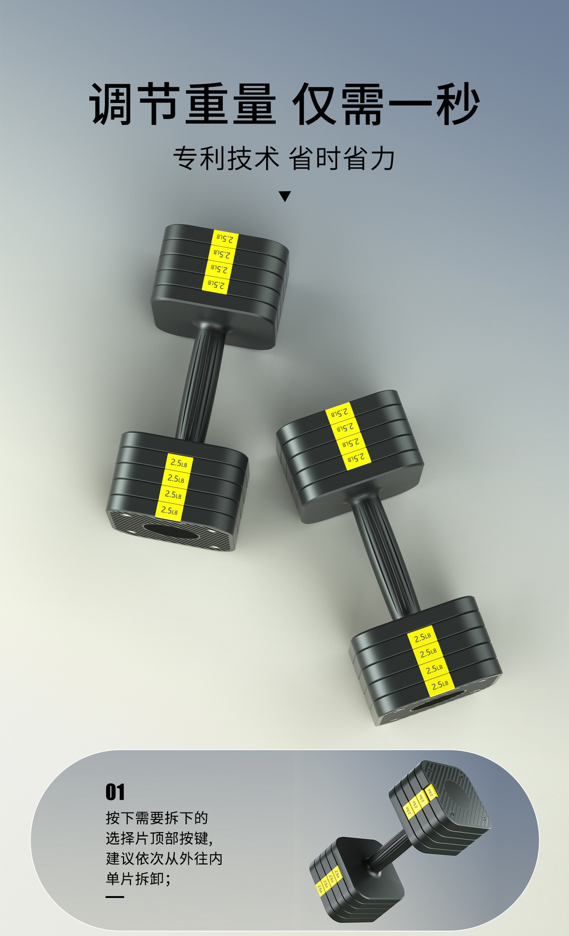 Adjustable Dumbbells Solid Cast Iron Plates Men Women Home Fitness Equipment Set