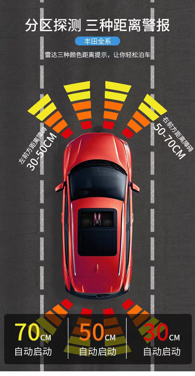 Suitable for All Toyota Reversing Radar Corolla Ralink Asia Dragon Matching Original Instrument Panel Reversing Radar