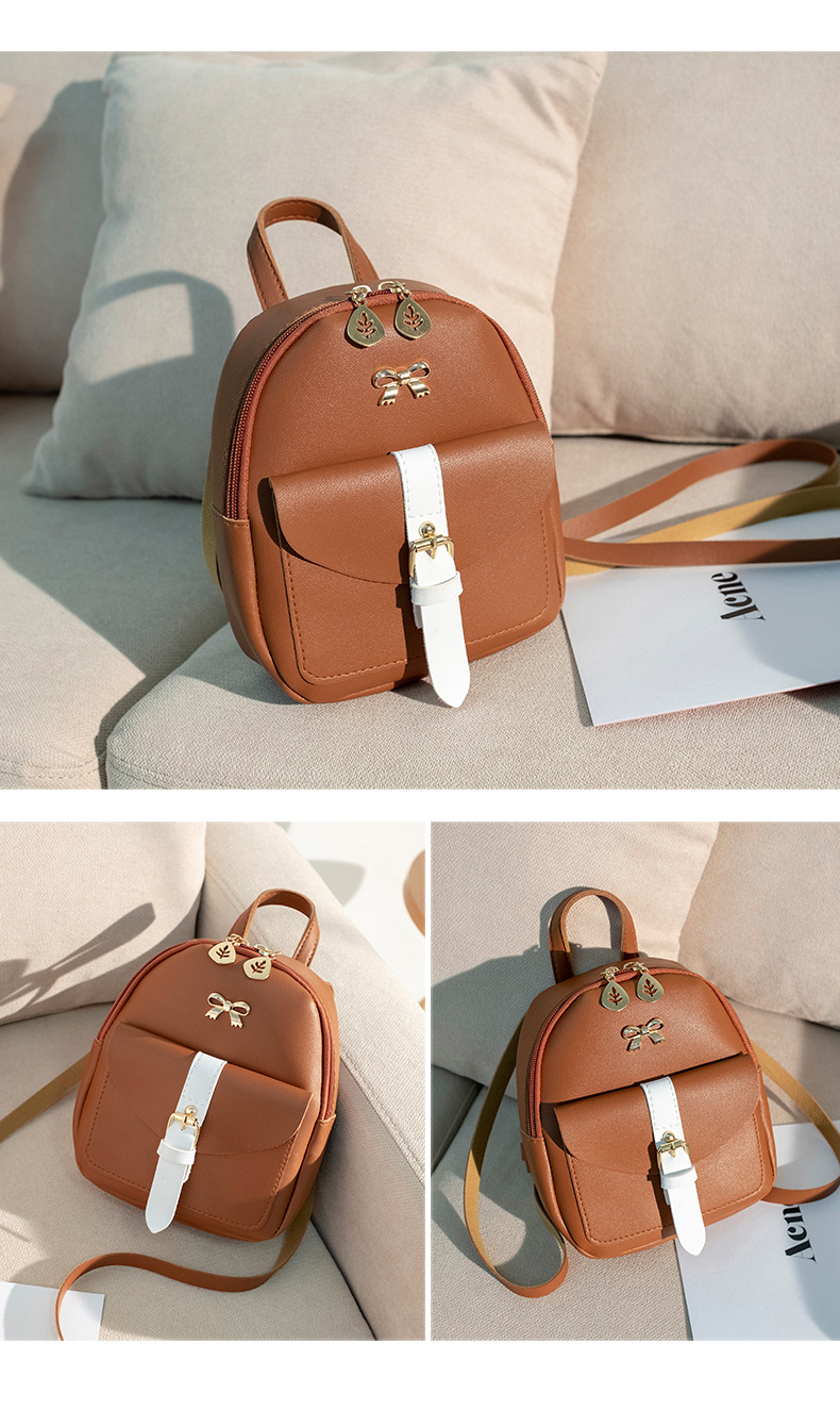 Women's Small All Seasons Pu Leather Solid Color Fashion Square Zipper Fashion Backpack display picture 2