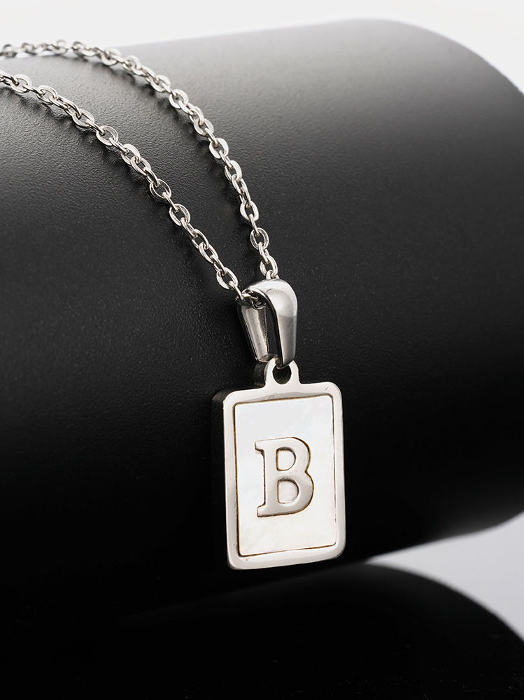 Simple Style Letter Rectangle Titanium Steel Pendant Necklace Plating Shell Stainless Steel Necklaces display picture 3