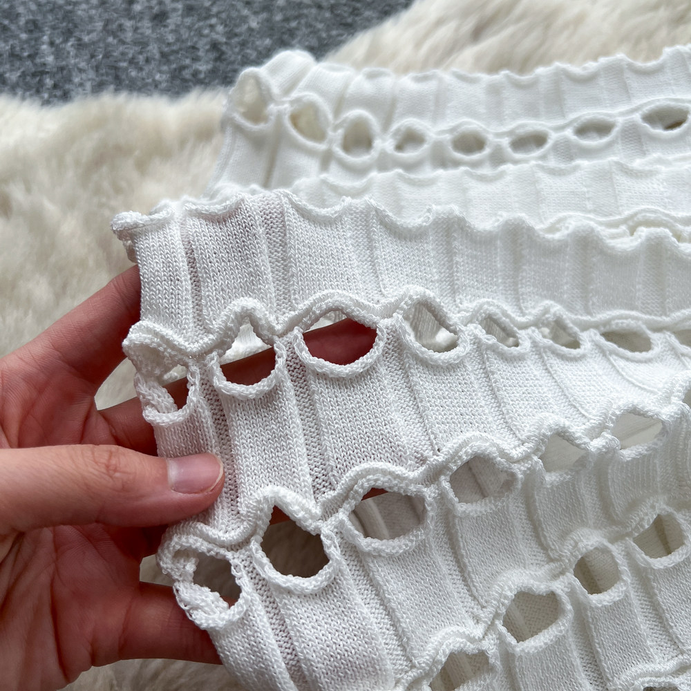 Women's Clothing Style Women's Sleeveless Halter Neck Knit Dress Sexy Backless Hollow Out A-Line Skirt Light Luxury_ecoleips.com
