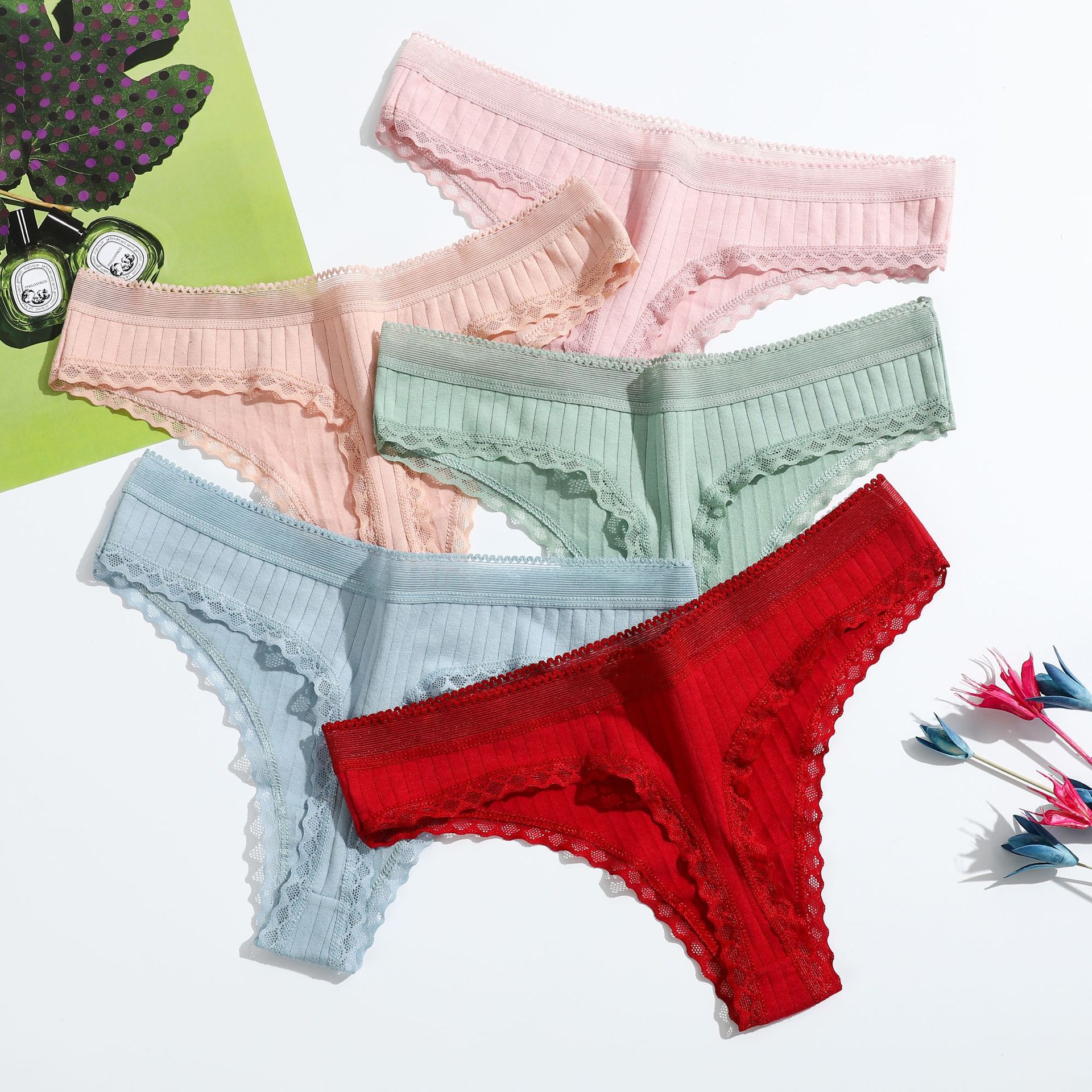 Nueva Europa y América transfronteriza cintura baja Tanga niñas caliente de algodón Cordón de la ropa interior de las mujeres T-string al por mayor