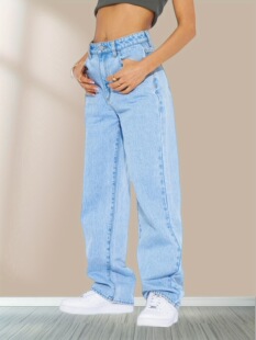 V 50791 High Waist Straight Leg Jeans ����ֱͲţ��ѝ �羳��