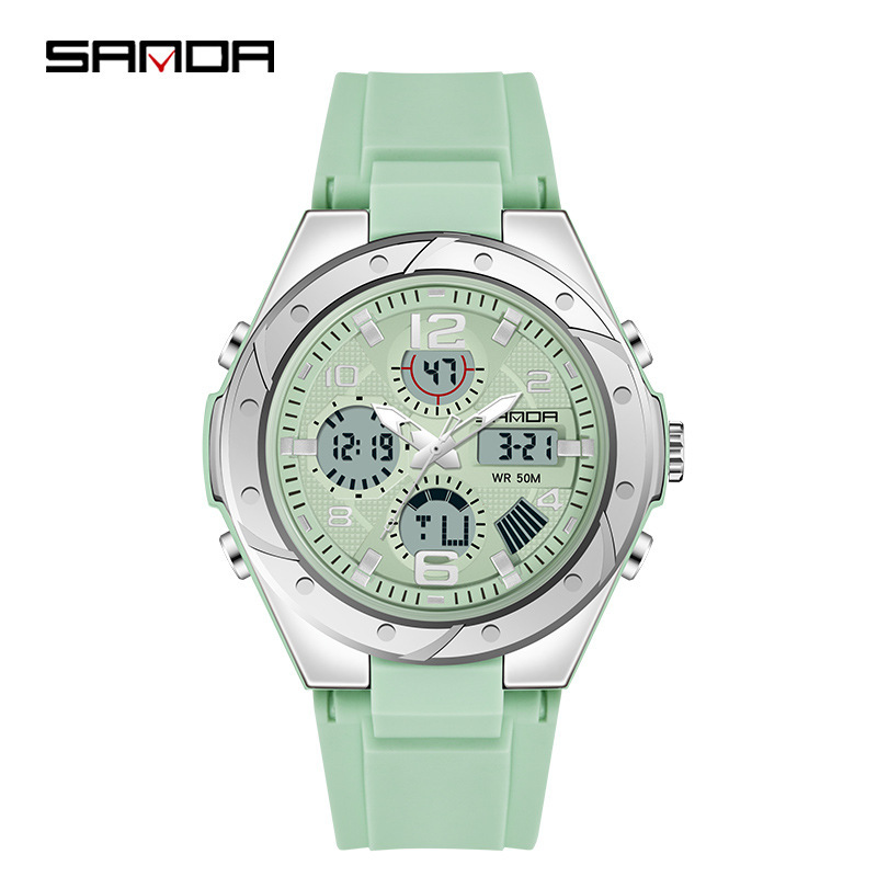 SANDA 6062 multi-funcional a prueba de agua electrónica deportes pareja mujer doble pantalla reloj e-commerce Venta caliente reloj
