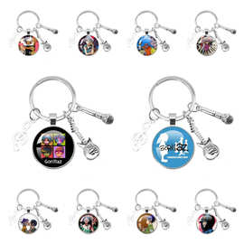 欧美热销Gorillaz摇滚乐队钥匙扣街头霸王卡通人物音乐挂件
