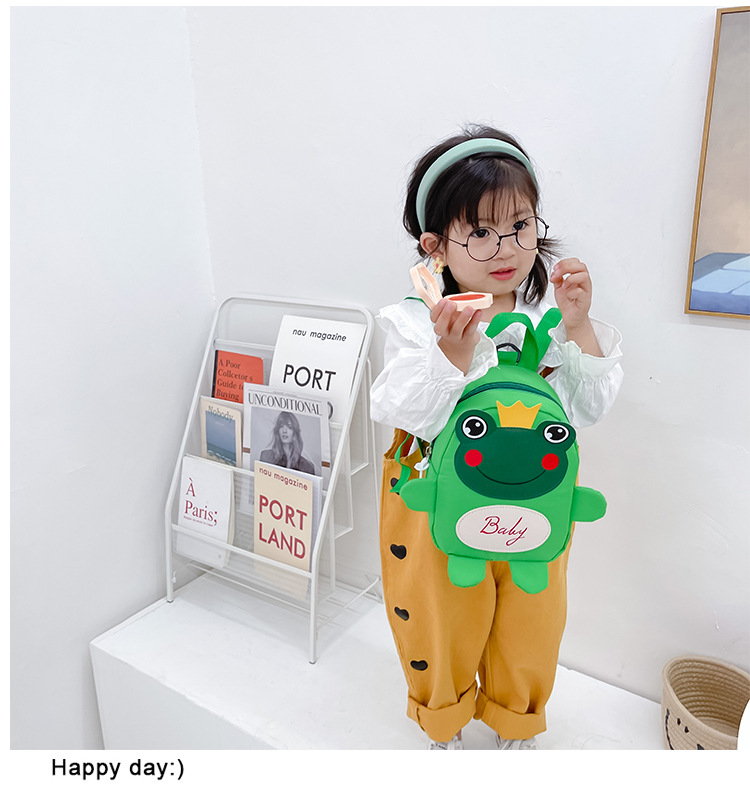 Kindergarten schoolbag for children, boys and girls, 1-3-5 years old, anti-wandering rope, cute frog, double-shoulder baby small backpack undefined