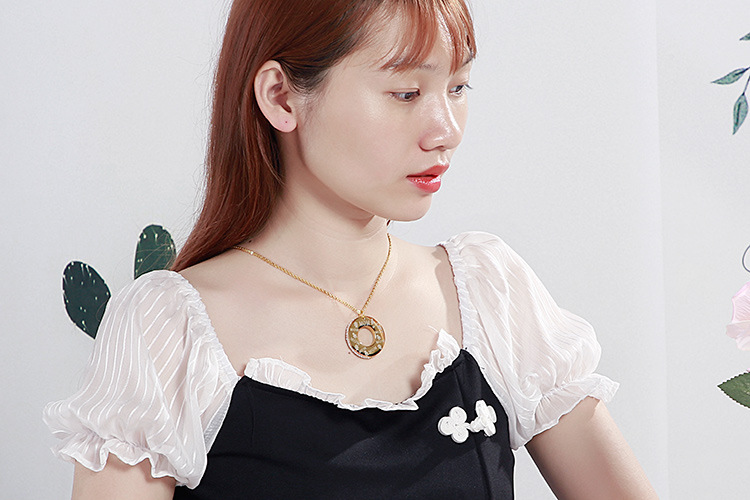 European and American Heart Necklace Semicircle Earrings Electroplating Rhinestone Stainless Steel J