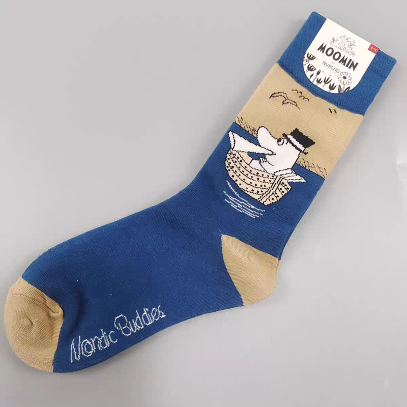 Nordic Moomin Yami Socks Anime Cartoon Pattern Japanese Cute Long Women's Socks All-Season Trendy Mid-Calf Cotton Socks