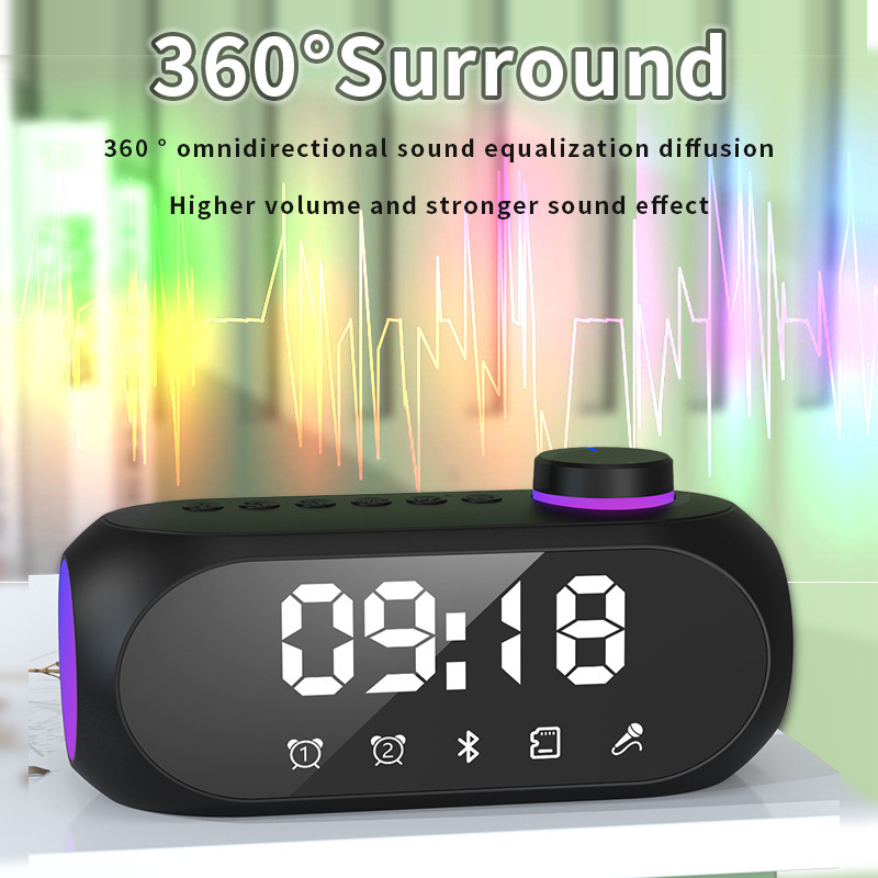 新しいS18 bluetoothスピーカーRGB目覚まし時計スピーカー重いサブウーファ携帯ミニ時計家庭用デスクトップオーディオ|undefined