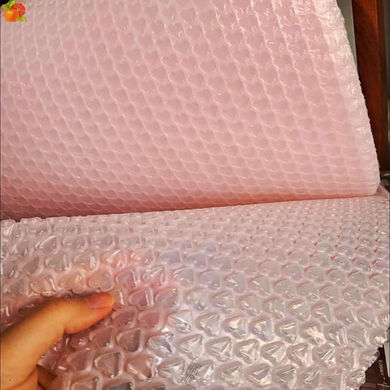 气泡快递袋彩色爱心气泡膜加厚防震垫打包膜粉色心形泡沫纸卷装