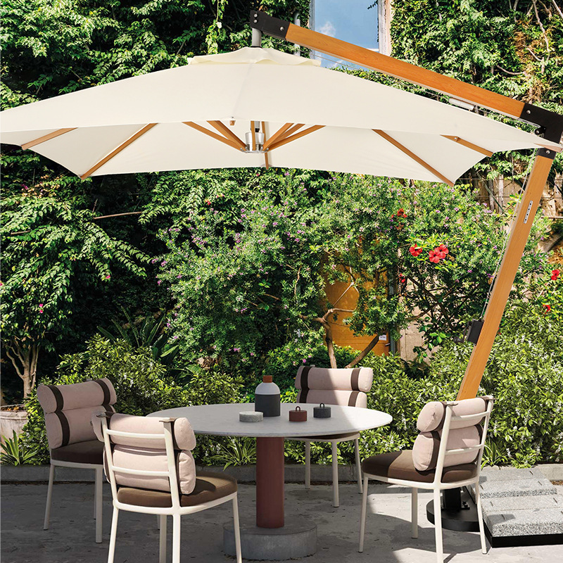 Sombrilla al aire libre mesa y silla con sombrilla de jardín sombrilla romana cafetería villa al aire libre jardín gran sombrilla comercial