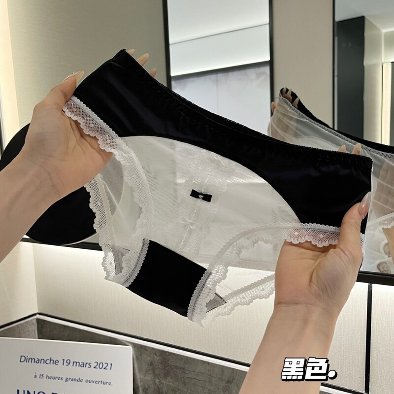 7A纯棉裆女士纯棉内裤女国风少女系蕾丝欲仙气少女中腰透气三角裤|undefined