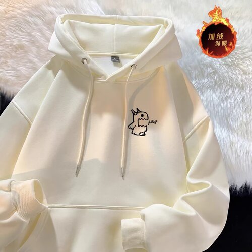 2025 New Year's hooded hooded hoodie for men and women in autumn and winter with cashmere and thick all-match fashion brand American student loose coat