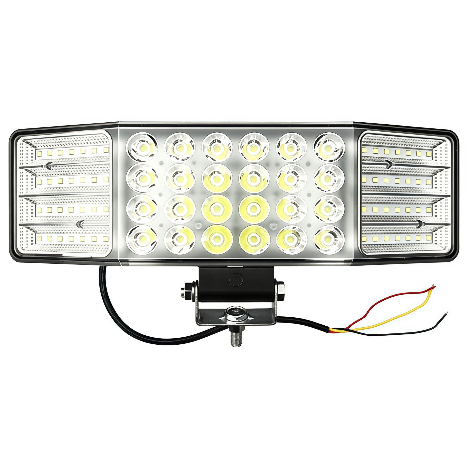 Three-sided wide-angle illuminated LED high-brightness spotlight for agricultural vehicles, tractors, and trailers