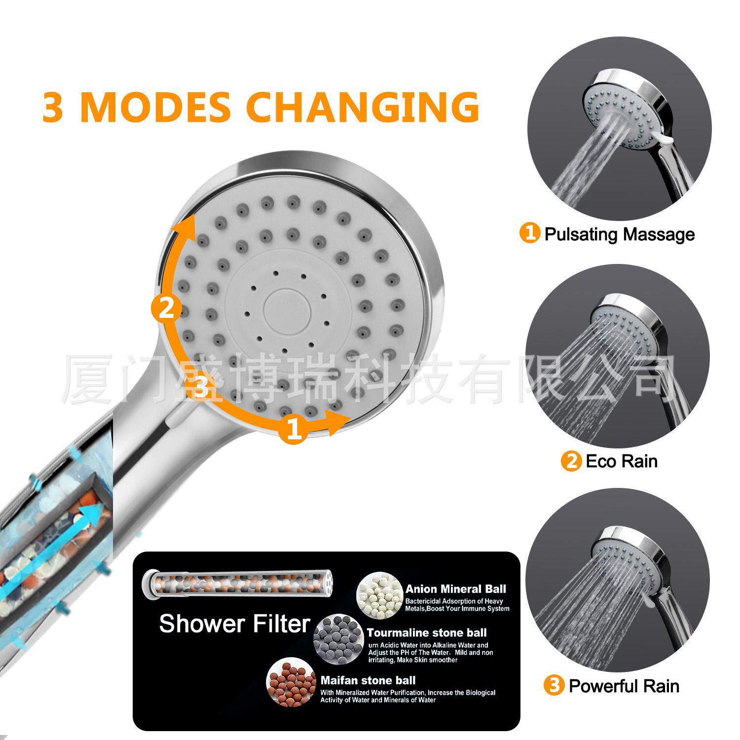 Amazon bathroom filter supercharged small hole shower shower three -function shower water heater handheld shower 4