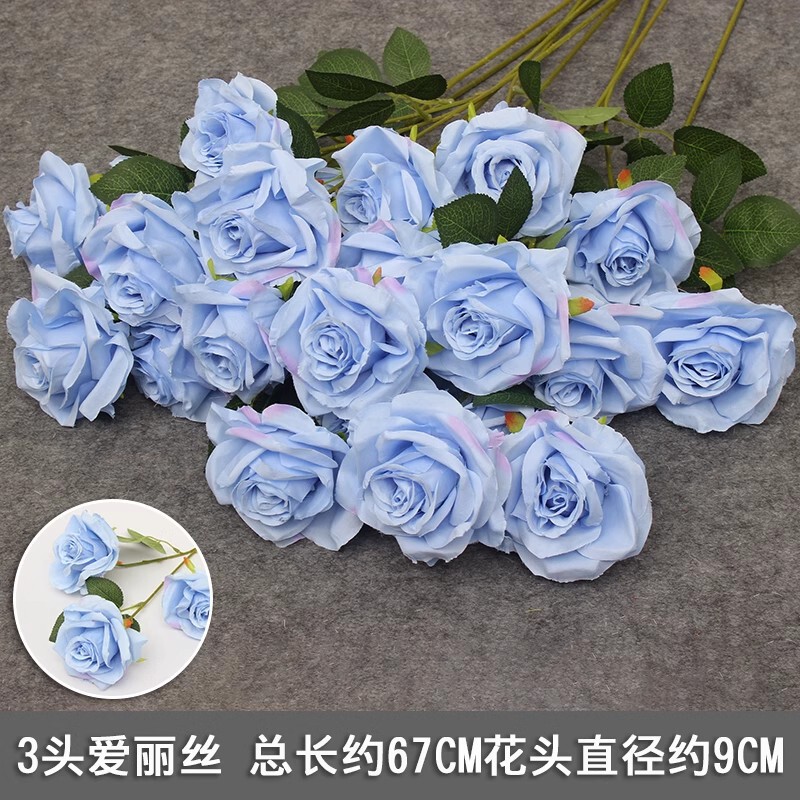 10本の青い色のシミュレーションの花の室内の絹の花の結婚祝いの装飾の花の生け花は造花の天井の花の路の花を並べます。|undefined
