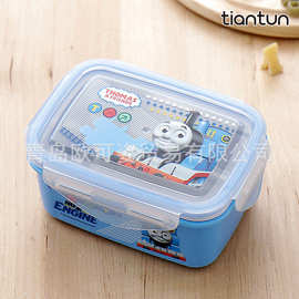 TianTun韩国进口小学生餐盒托马斯圆形带盖饭盒儿童便当盒水果保