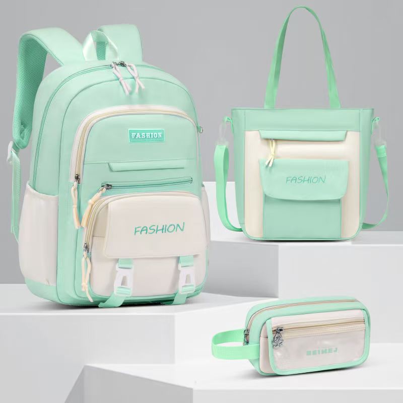 Estudiantes de secundaria primaria de alto valor de cara 2024 bolsas escolares explosivas de gran capacidad para mujeres mochila de hombro ultra ligera estilo japonés simple