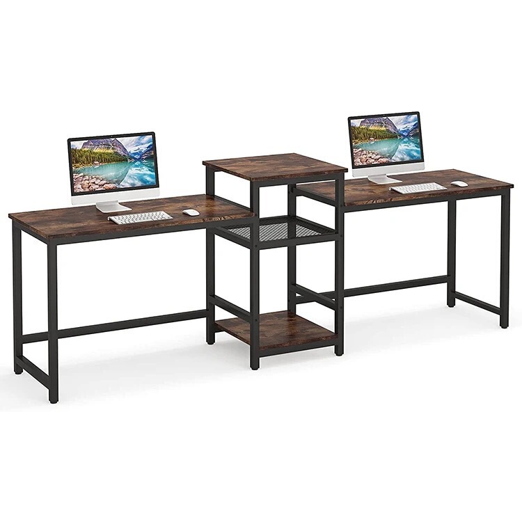 Factory Direct Sales Extra Long Double Desk Home Office with Printer Partition Double Desk Computer Desk