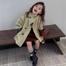 儿童装女童外套韩版立领单排扣风衣上衣25年春秋装新款外贸童装