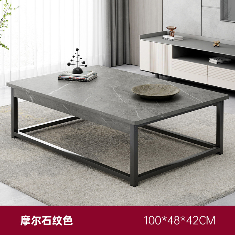 Mesa de té sala de estar doméstica 2025 nueva mesa de tabla de roca de estilo minimalista italiano simple mesa de té sofá de oficina