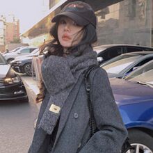 韩版ggg围巾女生秋冬季显白针织羊毛混纺毛线保暖百搭高级感围巾