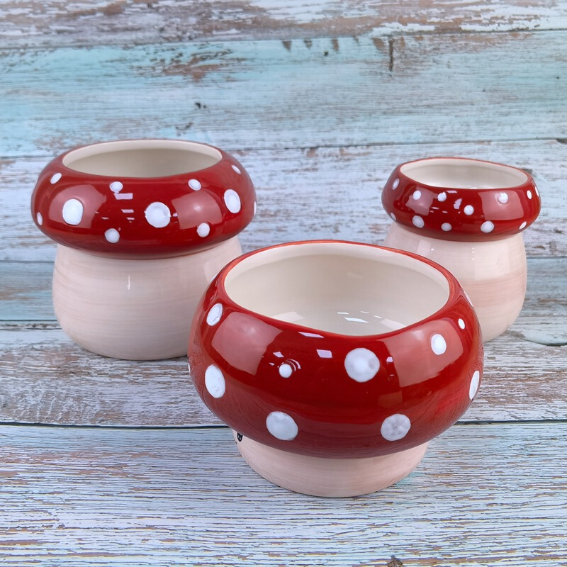 Mushroom Ceramic Vase Pen Holder Storage Ornaments Living Room Kitchen Flower Arrangement Creative Hydroponic Amazon Flower Vase