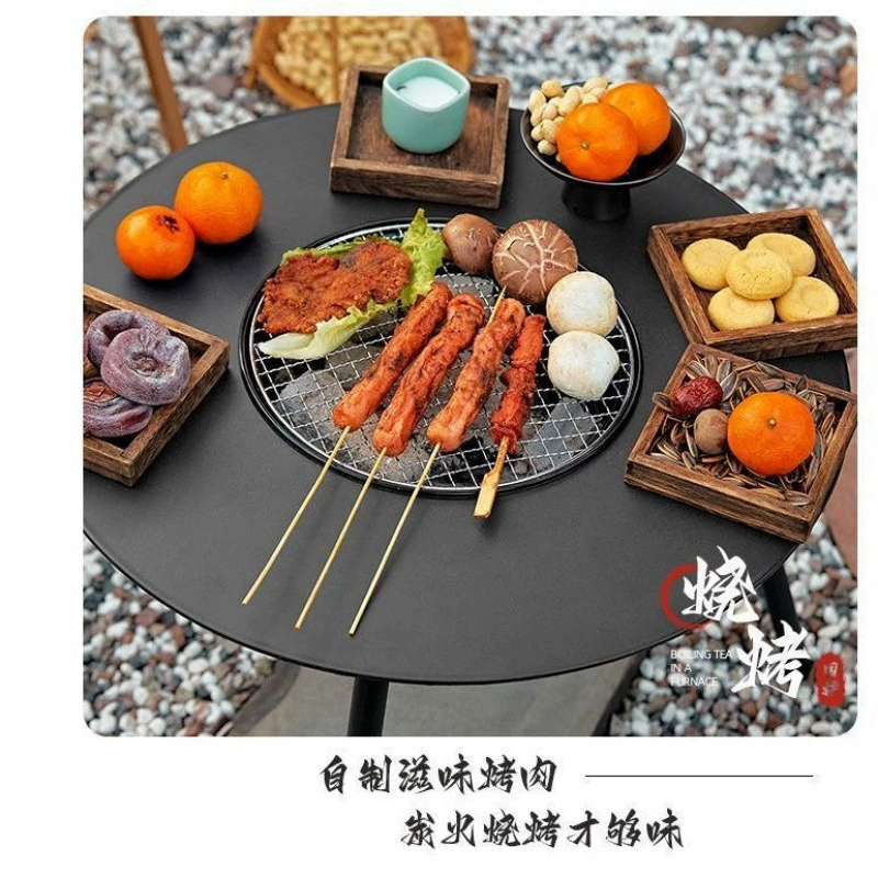 Стол для заваривания чая для домашнего использования в помещении с полным набором посуды, зимняя печь во дворе, стол для барбекю на открытом воздухе для пикника и кемпинга.