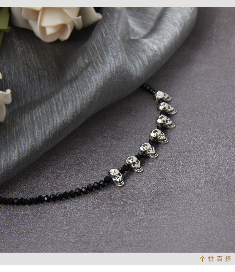 Artificial Crystal Chain Material Vintage Style Punk Skull Artificial Crystal Alloy Halloween Unisex Necklace