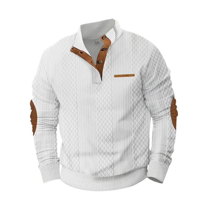 Men's Pullover Sweater Standing Neck Jacquard Knitted Outdoor_voghion.com