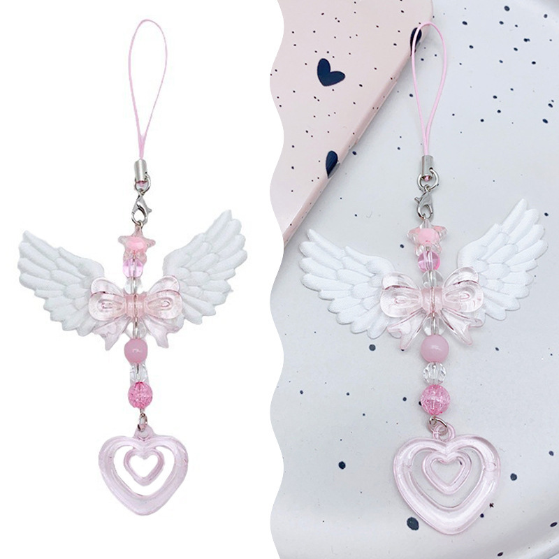 Japanese and Korean Cute Angel Heart Beads DIY Mobile Phone Chain High-End Beads Mixed Cross-Border E-Commerce Accessories Japanese and Korean Cute Angel Heart Beads DIY Mobile Phone Chain High-End Beads Mixed Cross-Border E-Commerce Accessories