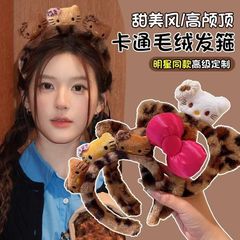 可爱豹纹kt猫发箍女2025新款敷面膜洗脸压发发卡秋冬毛绒头箍头饰