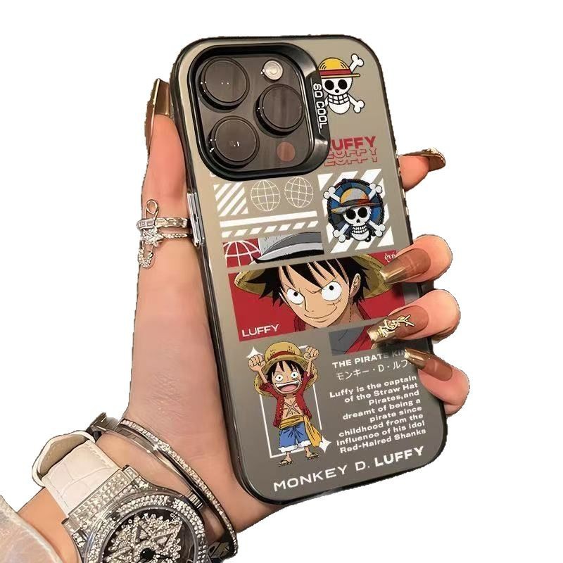 Pirate Luffy Apto para Apple 16Promax Funda para teléfono móvil Carcasa de gas personalizada iPhone15/14/13 Texto 12