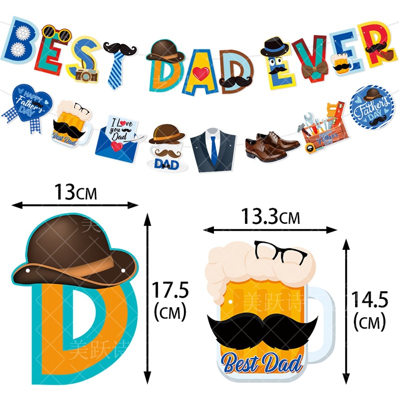 Día del Padre tema Fiesta banner mejor papá nunca tire bandera Garland amor barba espiral colgante