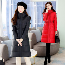 黑色韓系立領棉服外套女裝冬季2022年新款收腰修身中長款棉衣